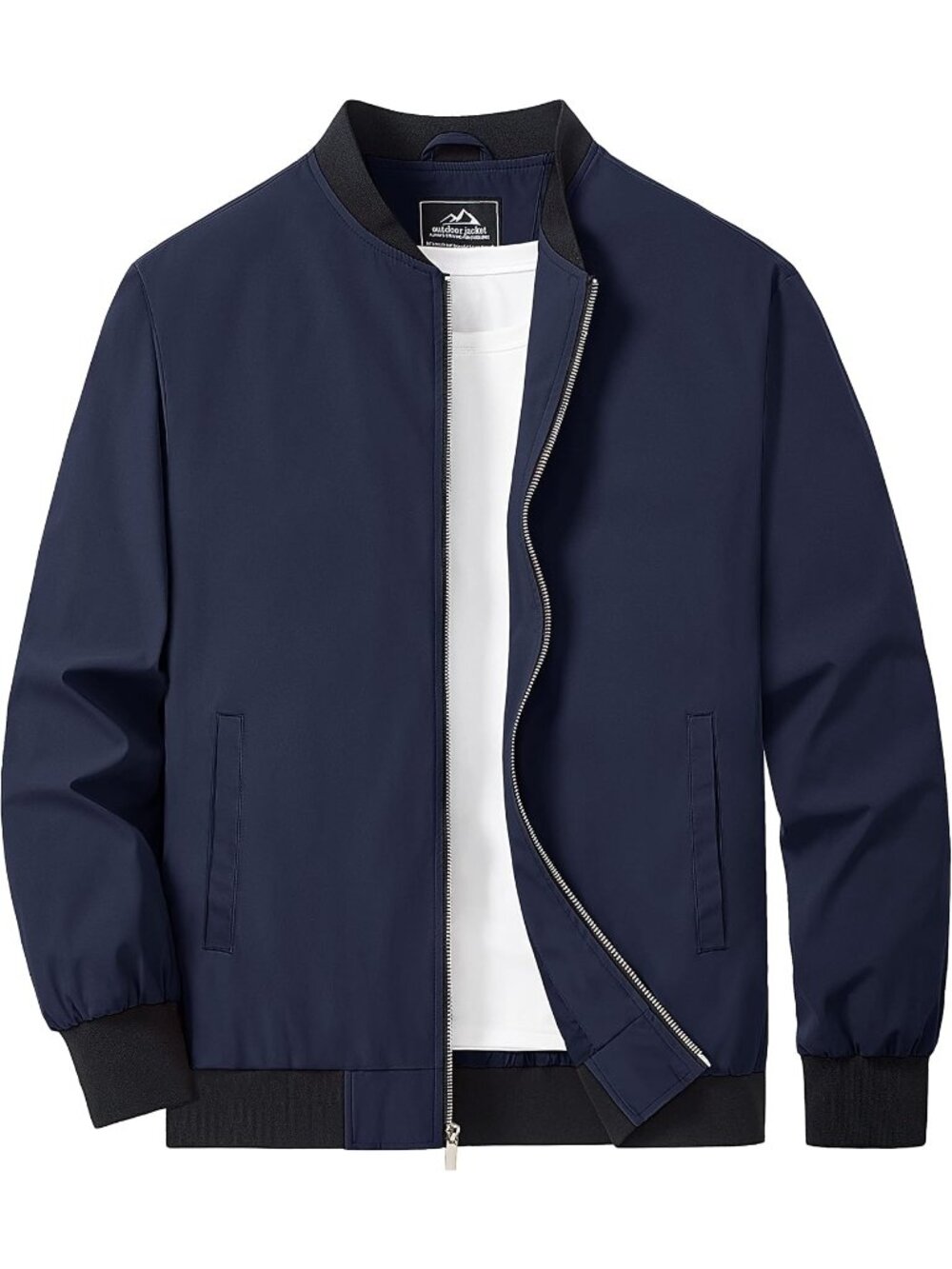 Men’s Navy Lightweight Bomber Jacket Zip Up Casual Everyday Coat